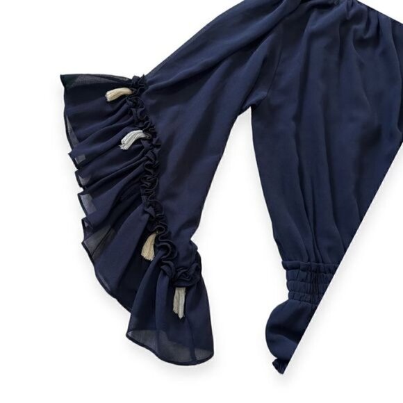 MISA Los Angeles Navy Ruffle Ximena Dress, Size - Picture 13 of 15